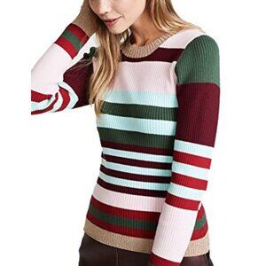 Parker Long Sleeve Crew Neck Ribbed Striped Sweater